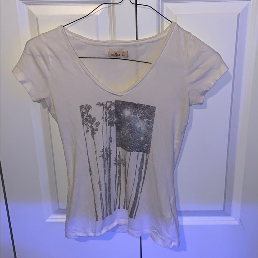 Hollister White American Flag V Neck